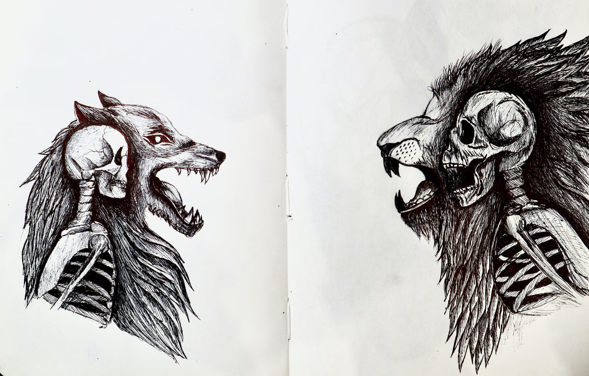 Two Beasts, One Page — Sketchbook Study
