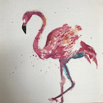 Flamingo – Oil on Canvas 30x30 cm